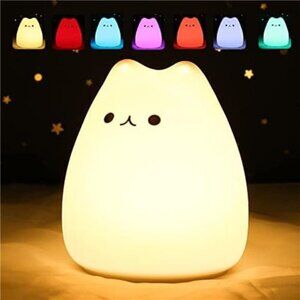Cute Cat Lamp, Night Light for Girls Bedroom, Kitty Lamp Birthday Gifts for Kids